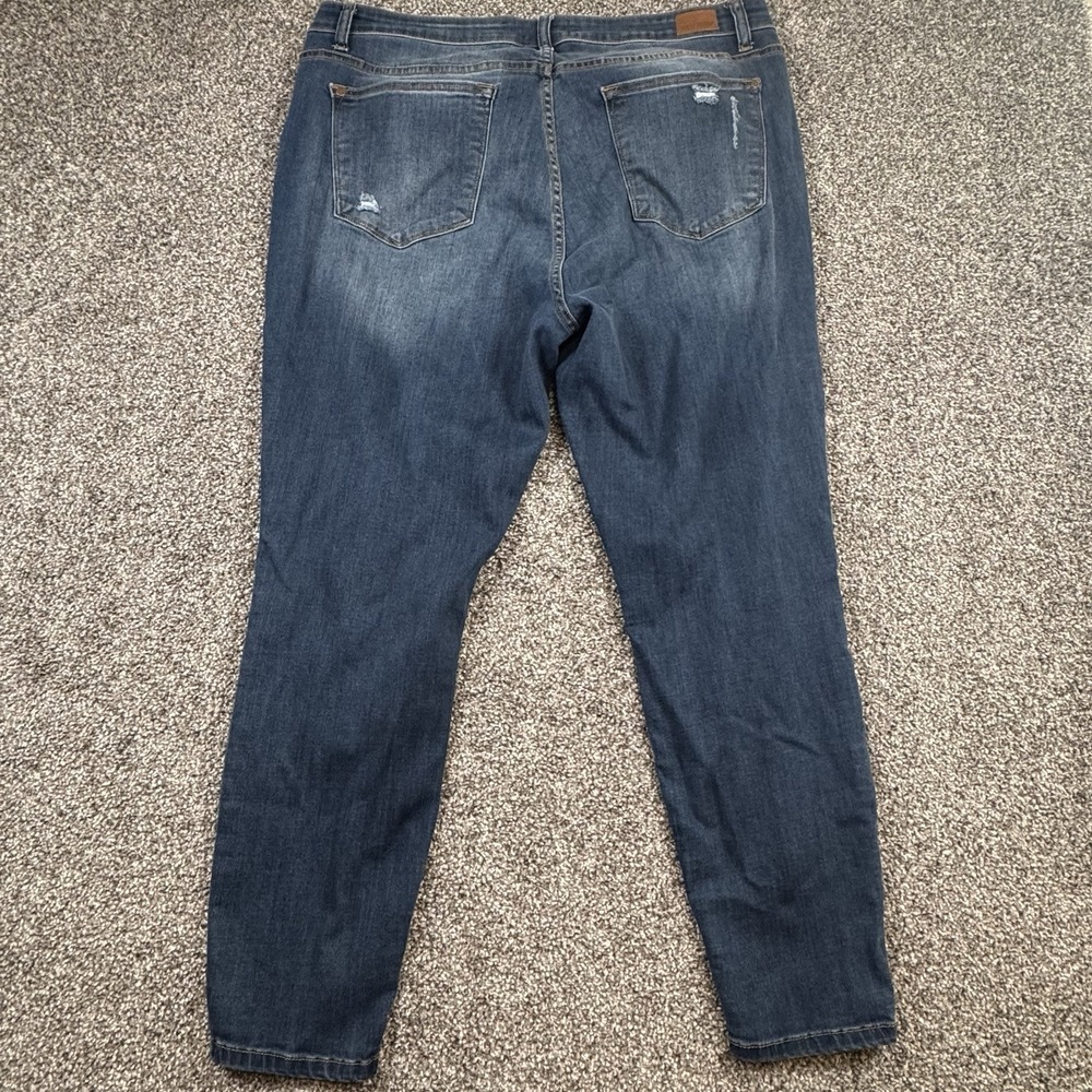 Judy Blue Jeans Sz 3xl 40x27.5 Distressed Skinny Fit Blue Plaid Whisker JB8268DK - Picture 2 of 7